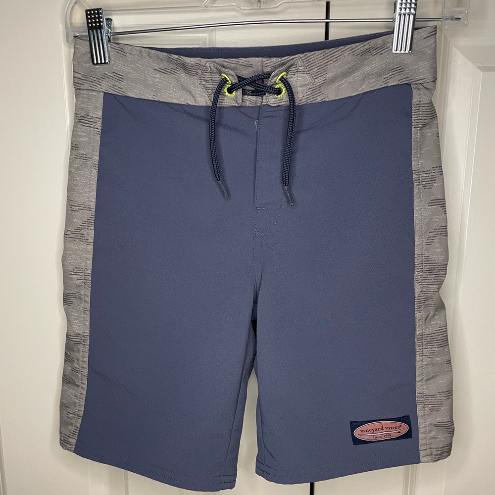 Vineyard Vines Boys Camo Pieced Board Shorts- Slate Blue w/gray camo -Small 8-10